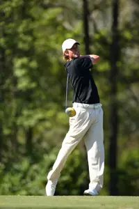 Webb Simpson tees-off at the ACC Championship practice round