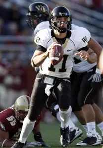 Riley Skinner looks downfield against Boston College. (AP Photo/Winslow Townson)