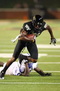 Terence Davis caught his first career touchdown on Saturday at Maryland.
