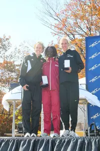 Junior Anna Nosenko, far right, honored for her third place finish in the 2010 ACC Championships (photo credit: Michael J. Clarke, The ACC)