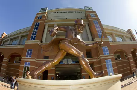 The Deacon Statue in front of Deacon Tower at BB&T Field