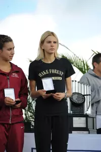 Nicole Irving with her All-ACC award after placing ninth at the ACC Championships