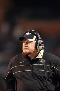 Jim Grobe spoke at last week's coach's luncheon in Bridger Field House.