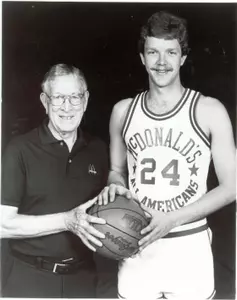 Mark Cline, pictured here with legendary coach John Wooden, was Wake Forest's first Parade All-American in 1982.