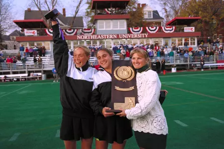 Christy Morgan (right) won the 1994 NCAA Field Hockey National Championship as the head coach at James Madison.