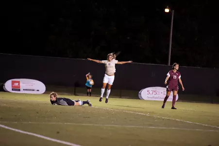 Katie Stengel celebrates her game-winning goal against No. 3 Florida State