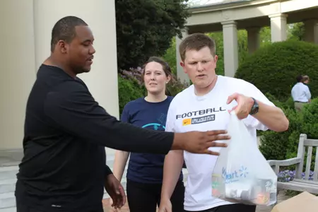 Dennis Godfrey helped mobilize the Wake Forest campus to collect food and clothing items to donate to the tornado victims in his hometown.