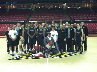 The Deacons posed with Murphree and Riley after this morning's shootaround at the Comcast Center.