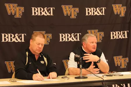 Head coach Jim Grobe (right) and recruiting coordinator Ray McCartney met with the media on Wednesday afternoon.