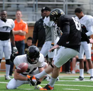 Jimmy Newman and the field goal unit squeezed in some work toward the tail end of practice on Thursday.