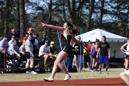 Senior Sarah Brobeck currently ranks second in school history in the javelin throw