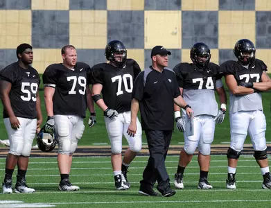 Jonathan Himebauch has had to shuffle his offensive line around early this season due to a handful of injuries.