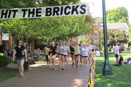 The track & field team was enthusiastic as the Deacons made their way around the Quad.