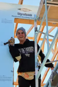 Sam Fink from men's soccer was just one of many student-athletes helping in the community