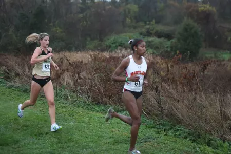 Kaitlyn Oliver, racing in her first meet of the season, was the first Deacon to cross the finish line.