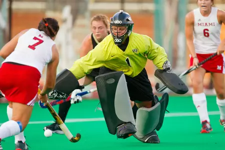 Valerie Dahmen had six saves on Saturday