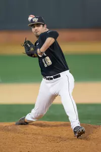 Aaron Fossas earned the win over Davidson on Feb. 18