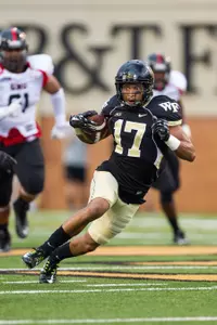 Graduate transfer E.J. Scott caught two touchdowns in his BB&T Field debut on Saturday.