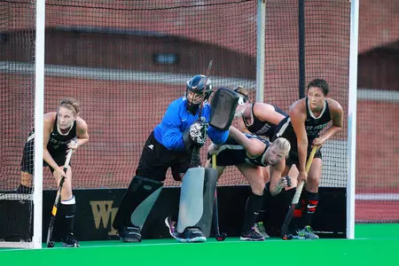 Senior Valerie Dahmen made six saves against No. 17 Iowa.