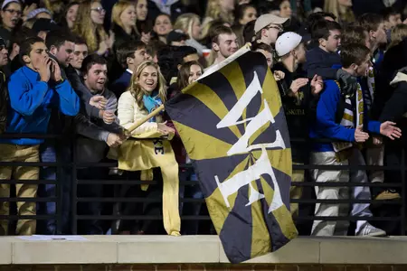 Wake Forest flag on Walt Chyzowych Alumni Hill at Spry Stadium