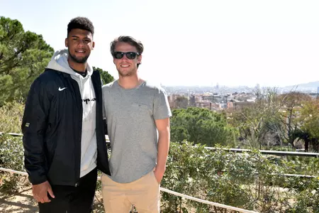 Rafael Fagundo (left) and Hayden Partain at Park Guell.