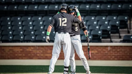 Wake Forest baseball helmet hugs