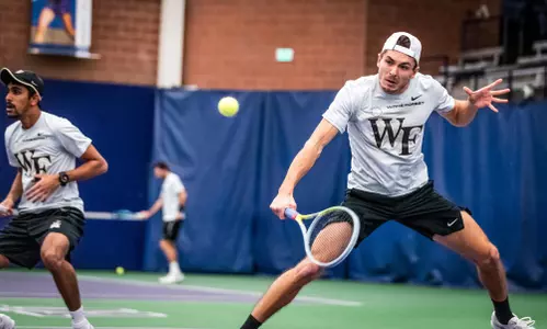 Wake Forest University men’s tennis team plays Ohio State in the second round of the 2022 ITA Division I Men’s National Team Indoor Championship