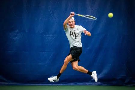 Wake Forest University men’s tennis team plays Ohio State in the second round of the 2022 ITA Division I Men’s National Team Indoor Championship