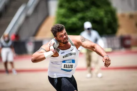 RALEIGH, NC - MAY 14: Wake Forest University during the Men’s Shot Put of the ACC Track and Field Championships on May 14th, 2021 at NC State in Raleigh, NC RALEIGH, NC - MAY 14: Wake Forest University during the Men’s Shot Put of the ACC Track and Field Championships on May 14th, 2021 at NC State in Raleigh, NC