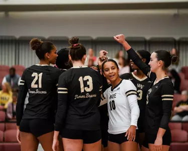 Wake Forest Volleyball huddle