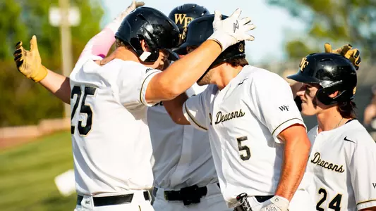 Wake Forest baseball helmet hugs