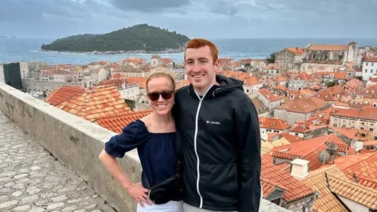 Kevin Dunn and his mom in Croatia