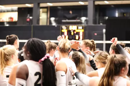 Wake Forest volleyball huddle