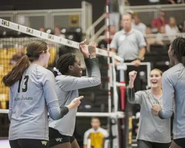 Wake Forest volleyball celebration