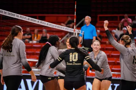Wake Forest volleyball celebration