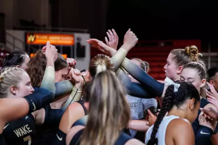 Wake Forest Volleyball huddle