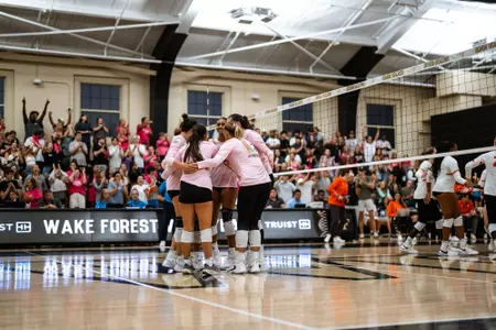 Wake Forest volleyball huddle