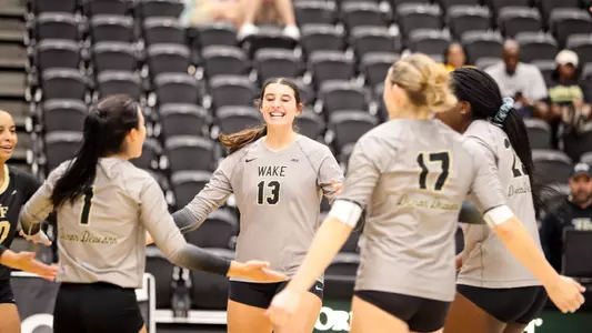 Wake Forest volleyball celebration
