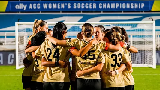 Women's Soccer Team Huddle vs. FSU 2024