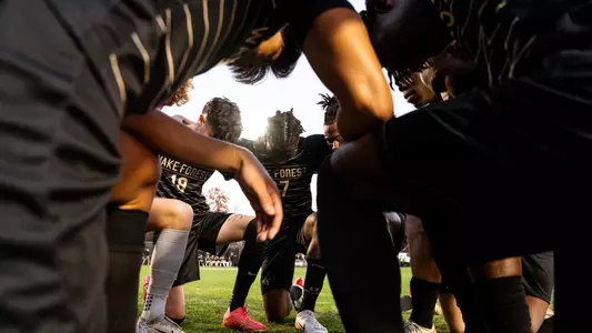 Men's Soccer Team Huddle 2023