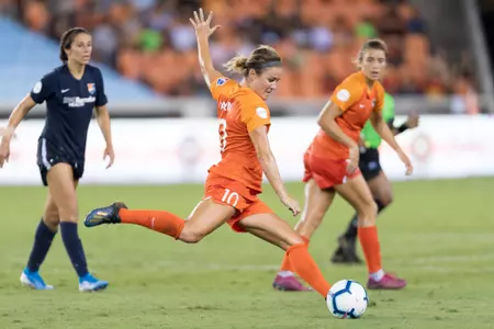 Houston, TX - Saturday August 24, 2019: NWSL regular season match between the Houston Dash and Sky Blue FC at BBVA Stadium.