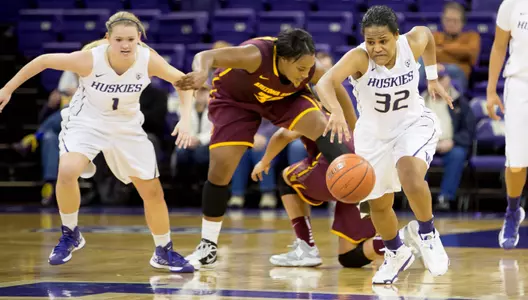 The University of Washington women's basketball team defeats Arizona State Unive