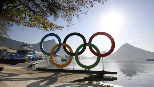 Olympic rings at rowing venue