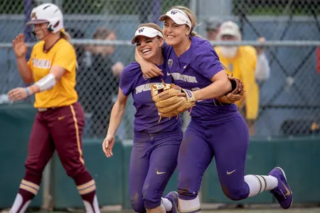 Sis Bates and Taylor Van Zee celebrate