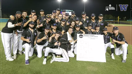 The Huskies pose after winning the NCAA Conway Regional