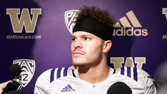 Washington football defensive back Elijah Molden meets with the media following the Huskies' practice on Tuesday, Oct. 29, 2019.