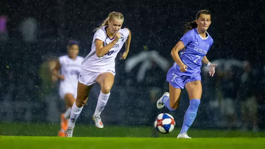 The University of Washington women's soccer team defeat Arizona 3-2 in double overtime on October 13, 2019. (Photography by Scott Eklund/Red Box Pictures)