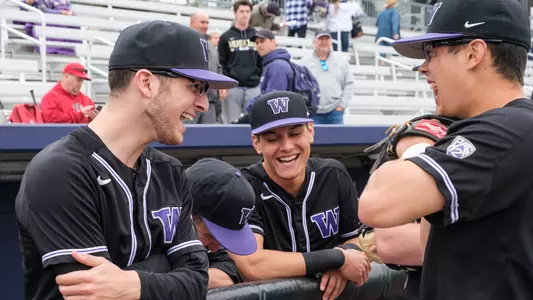 Leo Nierenberg, Rollie Nichols and Michael Petrie share a laugh on senior day.