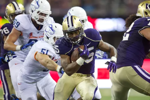 The University of Washington football team opens up the new Husky Stadium against Boise State University on Saturday August 31, 2013. (Photo by Stephen Brashear /Red Box Pictures)
