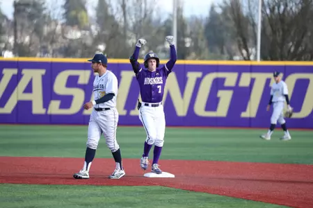 Braiden Ward celebrates at second base.